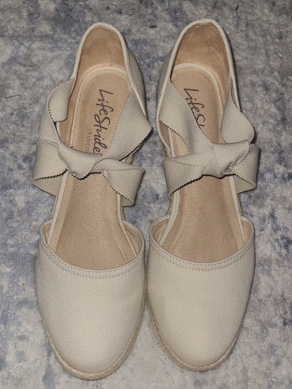 LifeStride Cream Espadrille Bow Flats
